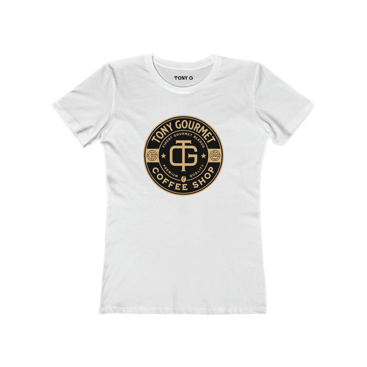 TONY Gourmet Women's Feminine Cut Classic Boyfriend Tee, featuring the TONY Gourmet design