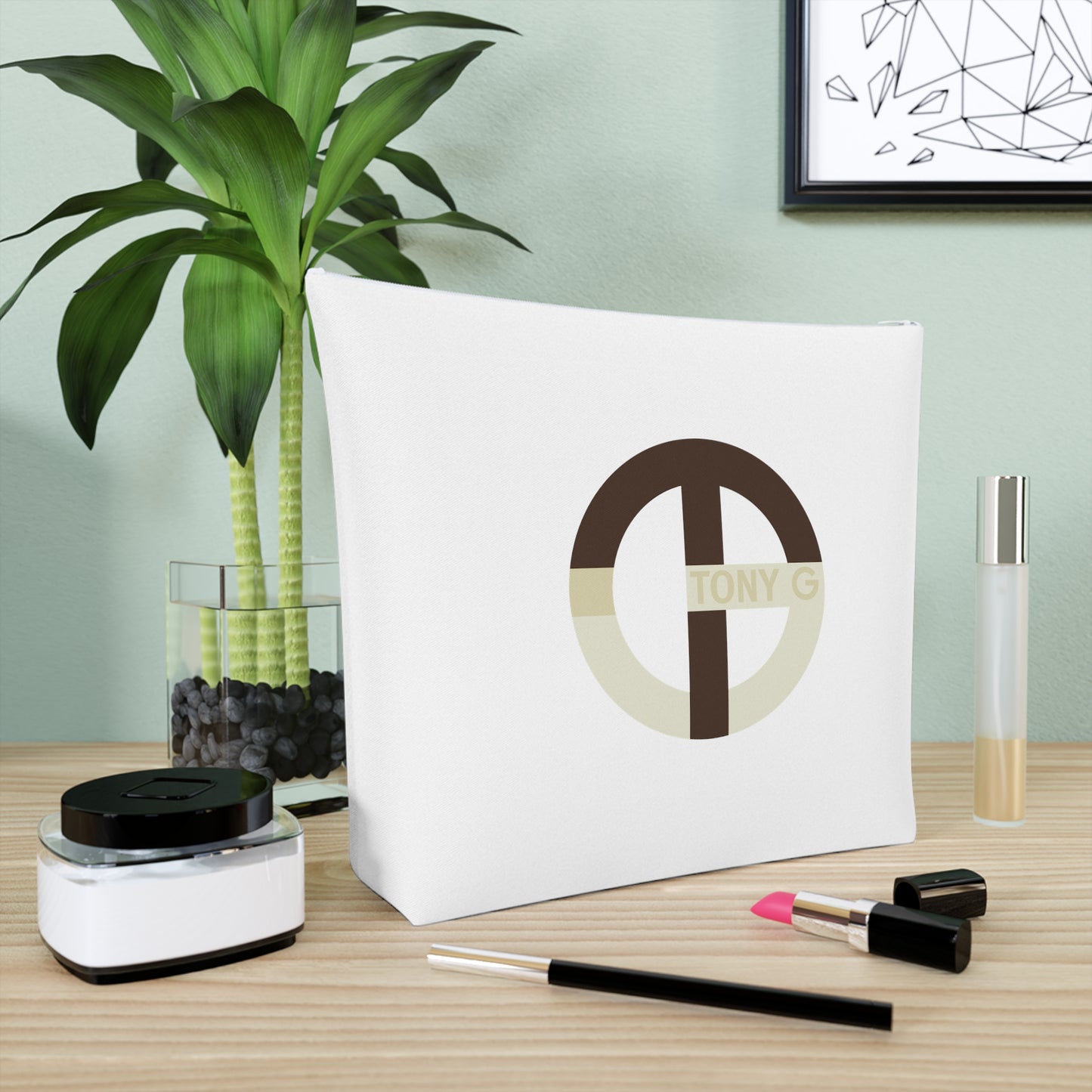 TONY G Cotton Cosmetic Bag, adorned with the TG Logo Vintage #2 Monogram