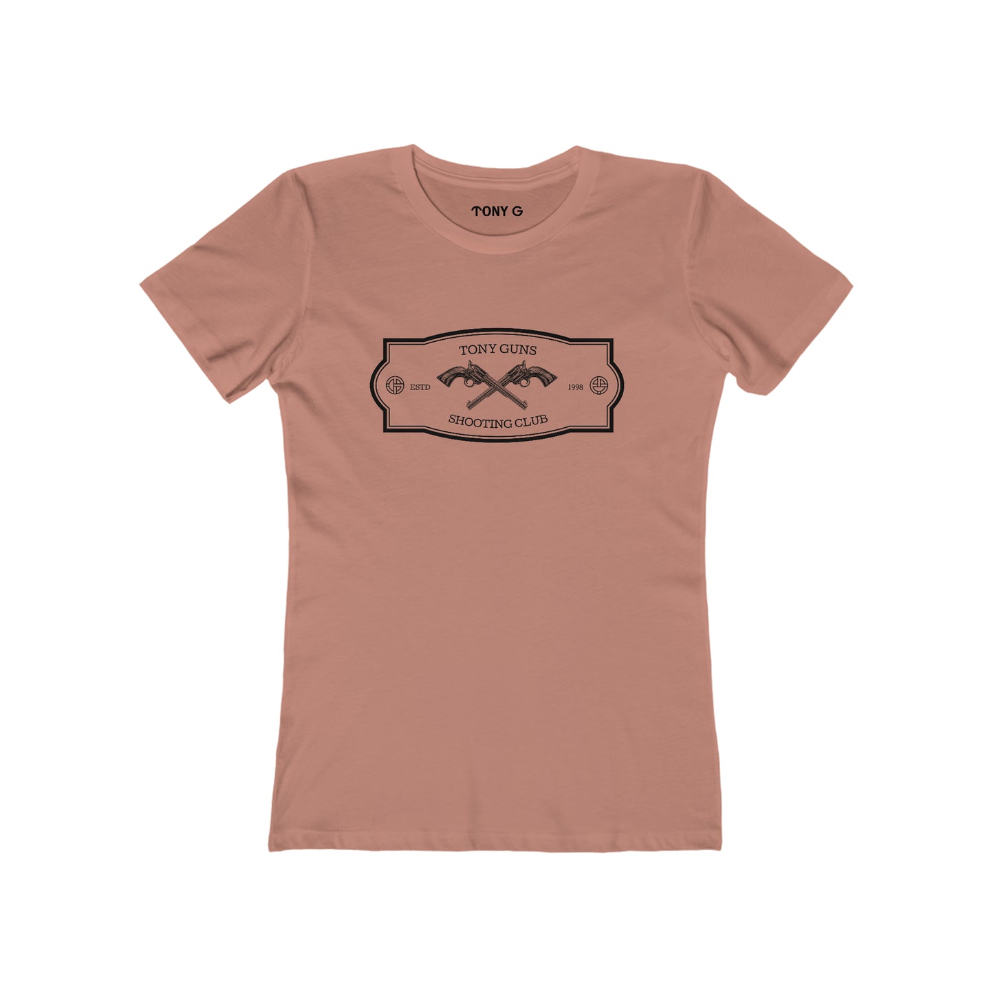 TONY Gun Women's Feminine Cut Classic Boyfriend Tee, featuring the TONY Gun designs