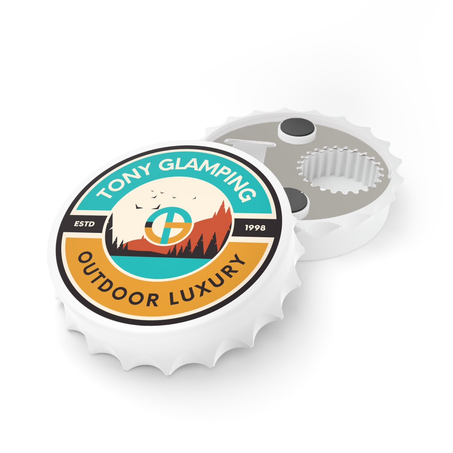 TONY Glamping Bottle Opener, featuring the TONY Glamping design
