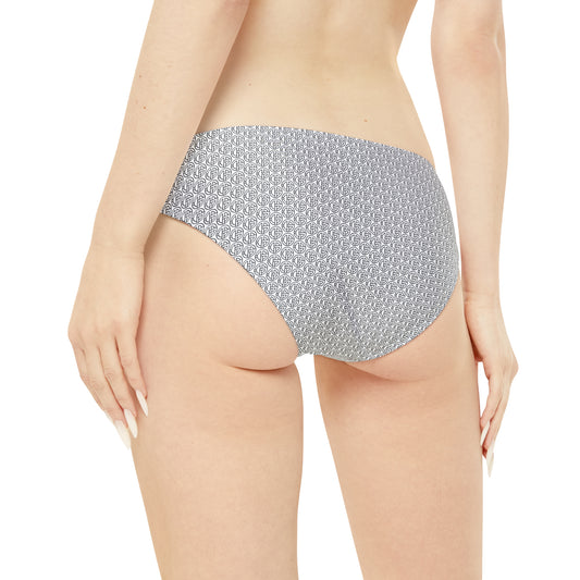 TONY G Loop Tie Side Bikini Bottom, adorned with the TG Logo Outline Monogram Pattern