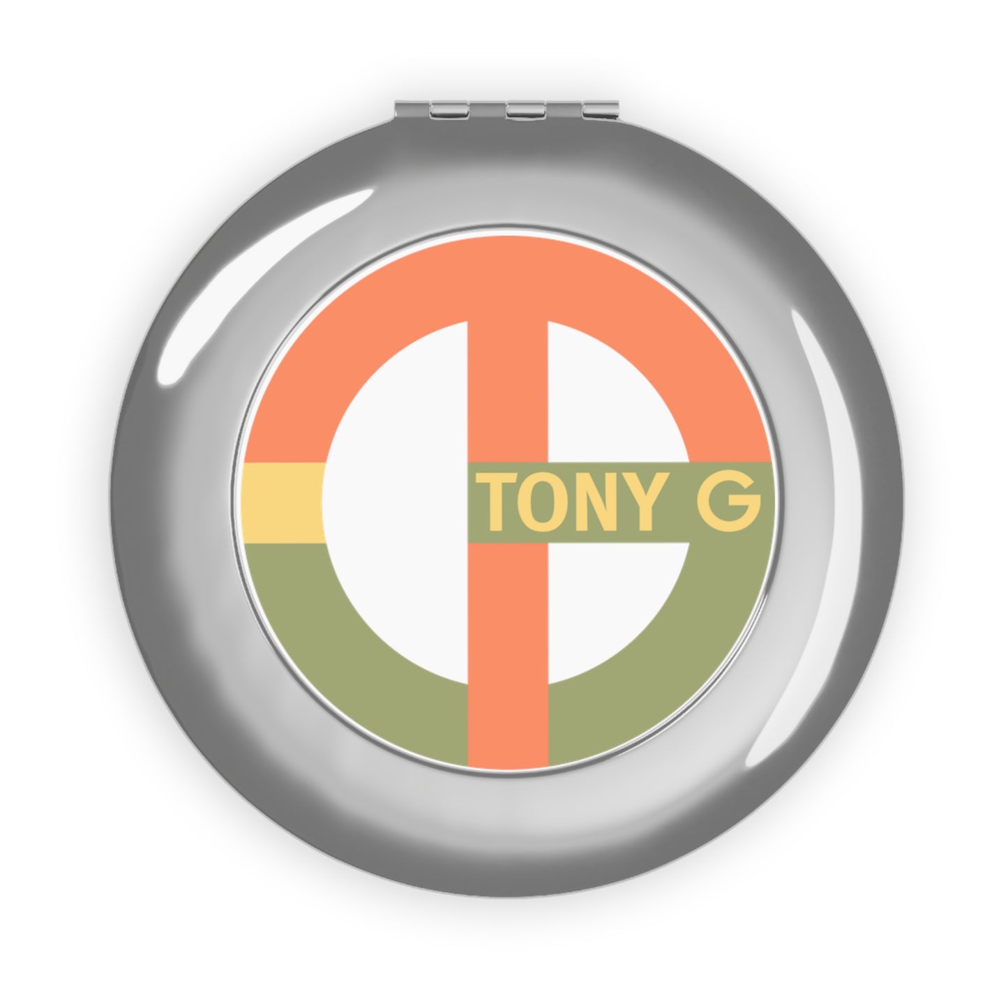 TONY G Compact Travel Mirror, adorned with the TG Logo Vintage #1 Monogram