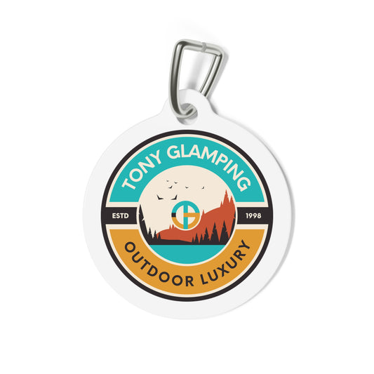 TONY Glamping Pet Tag, featuring the TONY Glamping design