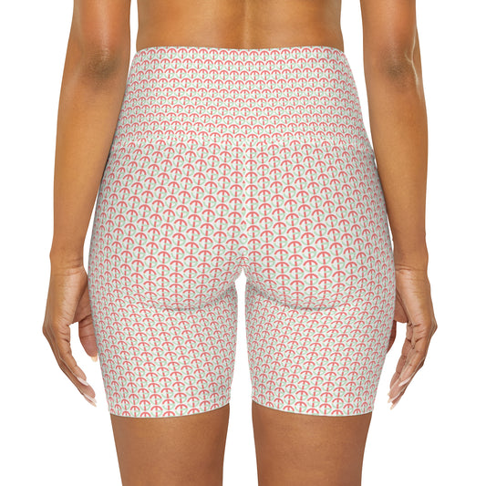 TONY G High Waisted Yoga Shorts, adorned with the TG Logo Vintage #4 Monogram Pattern