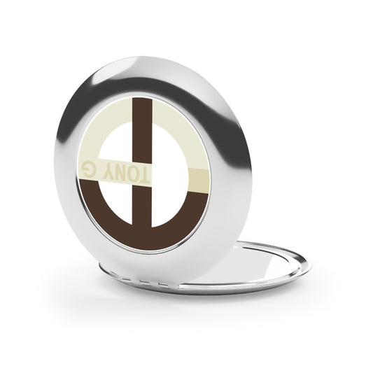 TONY G Compact Travel Mirror, adorned with the TG Logo Vintage #2 Monogram