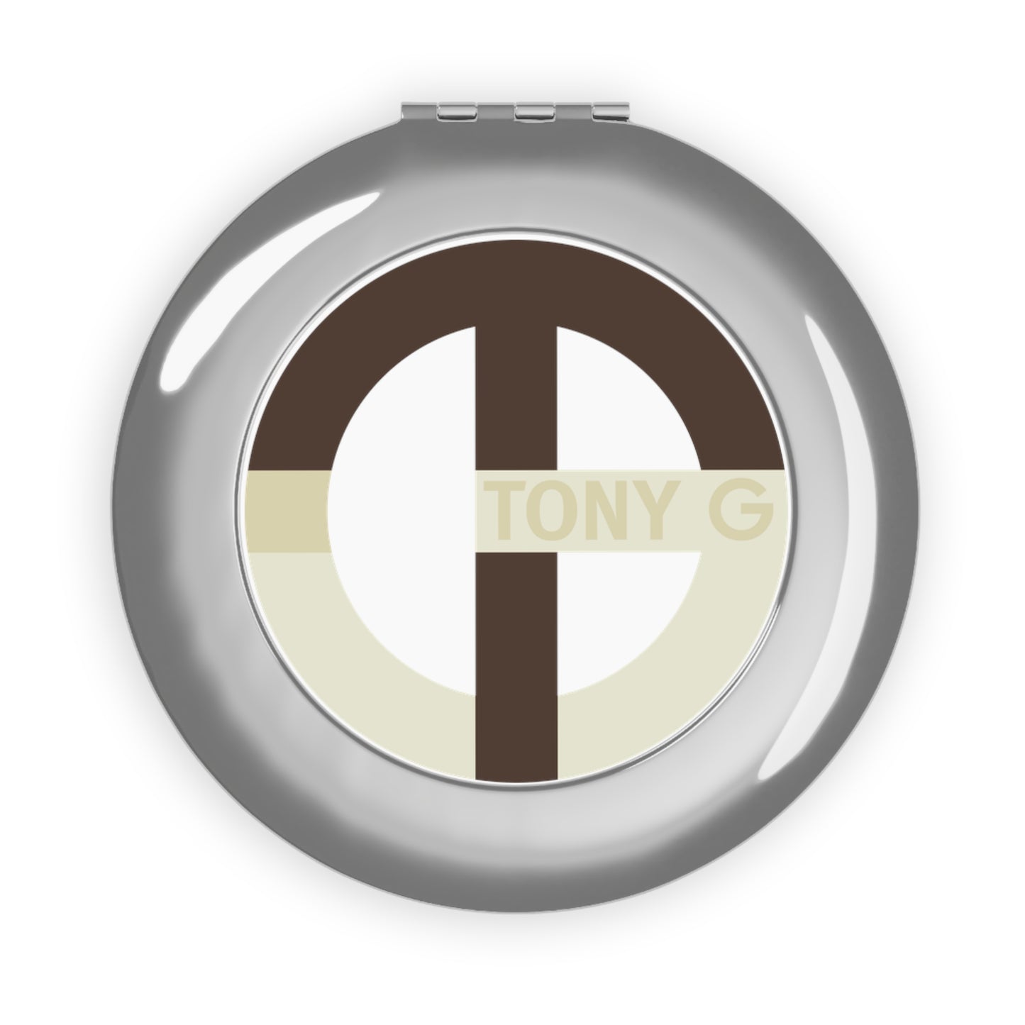 TONY G Compact Travel Mirror, adorned with the TG Logo Vintage #2 Monogram