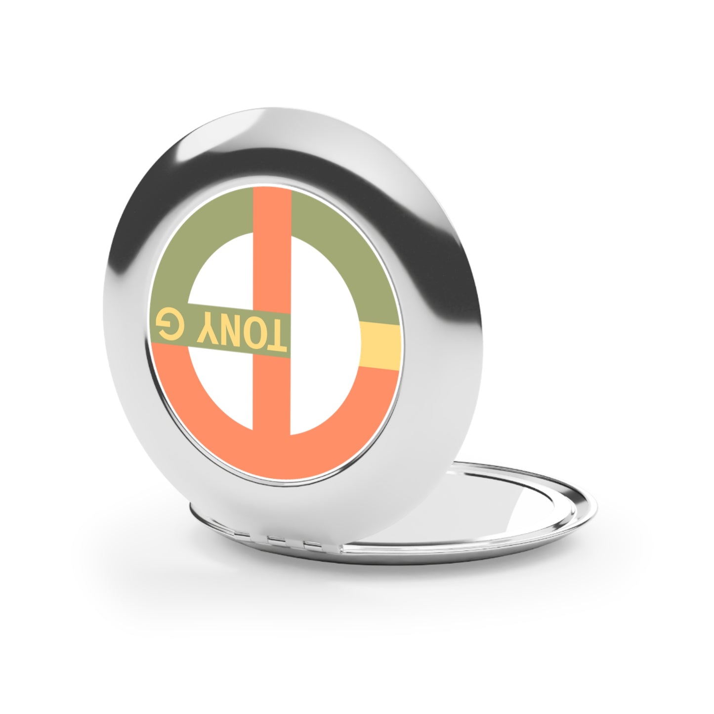 TONY G Compact Travel Mirror, adorned with the TG Logo Vintage #1 Monogram