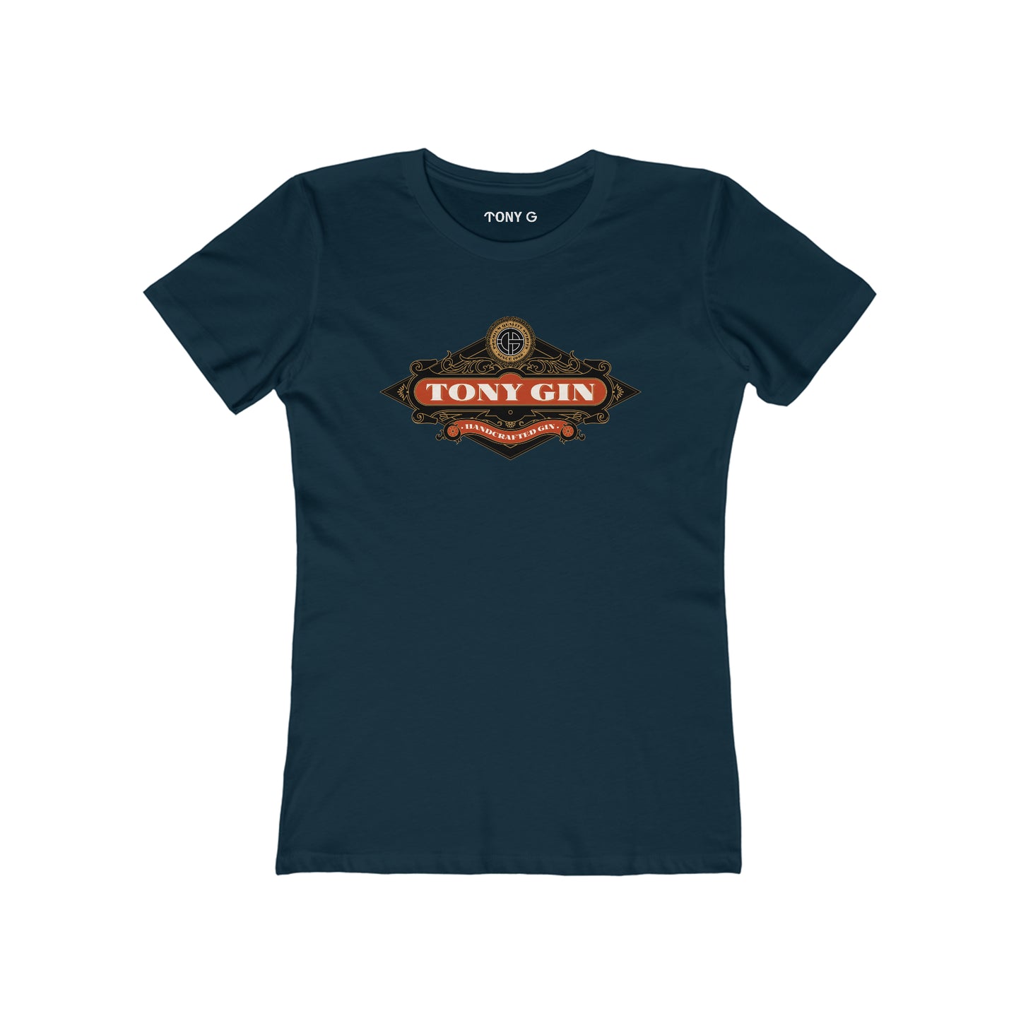 TONY Gin Women's Feminine Cut Classic Boyfriend Tee, featuring the TONY Gin design