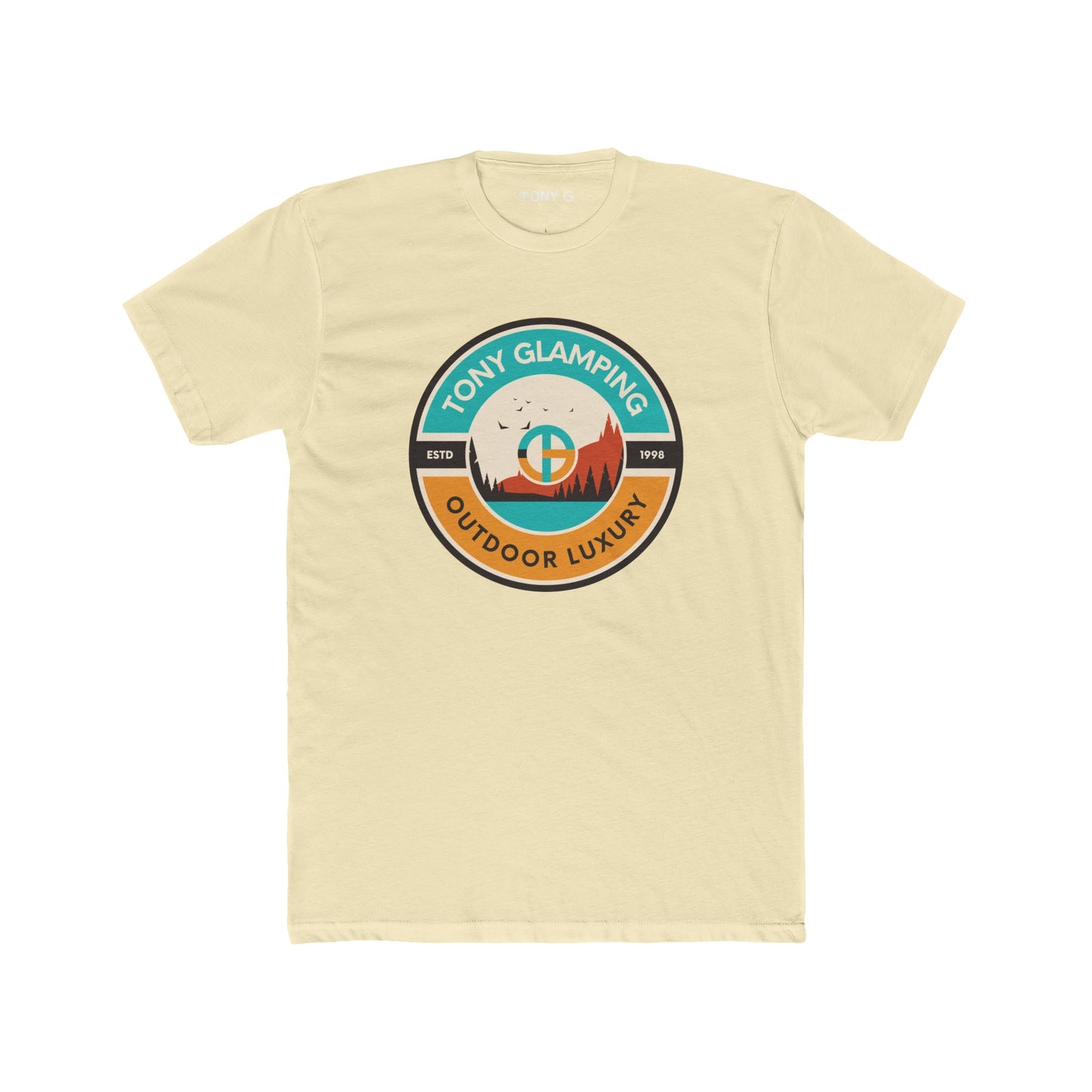 TONY Glamping Men's Cotton Crew Tee, featuring the TONY Glamping design