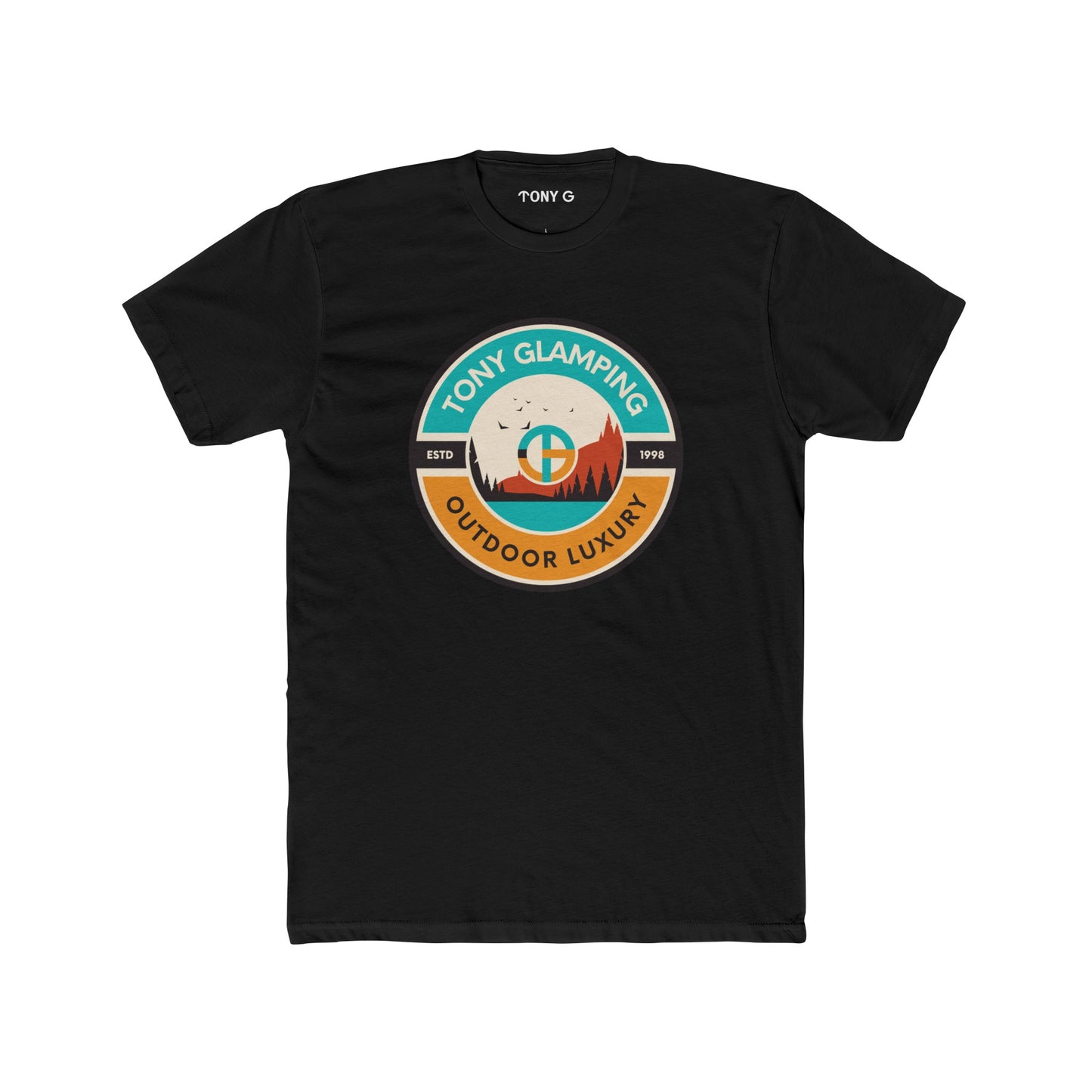 TONY Glamping Men's Cotton Crew Tee, featuring the TONY Glamping design