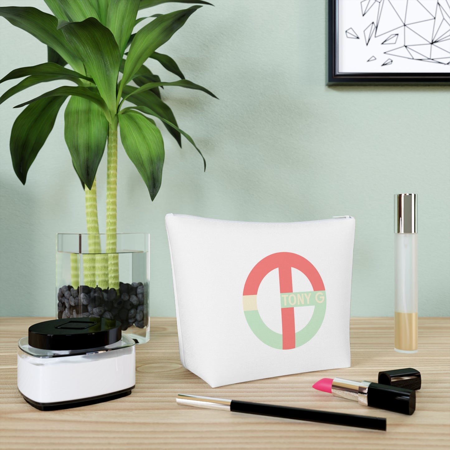 TONY G Cotton Cosmetic Bag, adorned with the TG Logo Vintage #4 Monogram