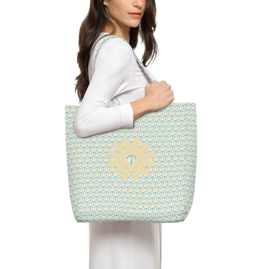 TONY G, TG Logo #3 Monogram Pattern, Large City Tote Bag with an inside pocket.