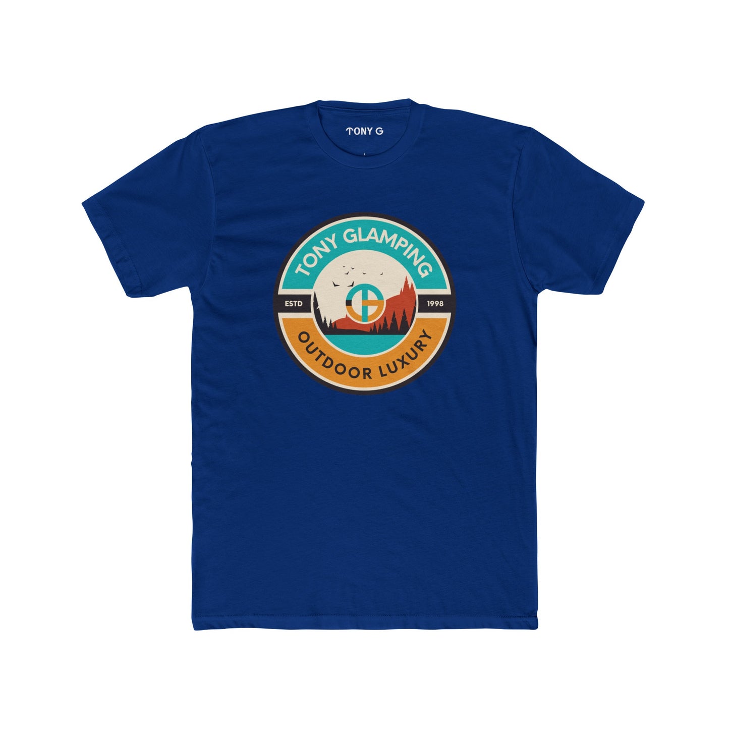 TONY Glamping Men's Cotton Crew Tee, featuring the TONY Glamping design