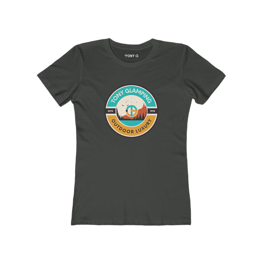 TONY Glamping Women's Feminine Cut Classic Boyfriend Tee, featuring the TONY Glamping design
