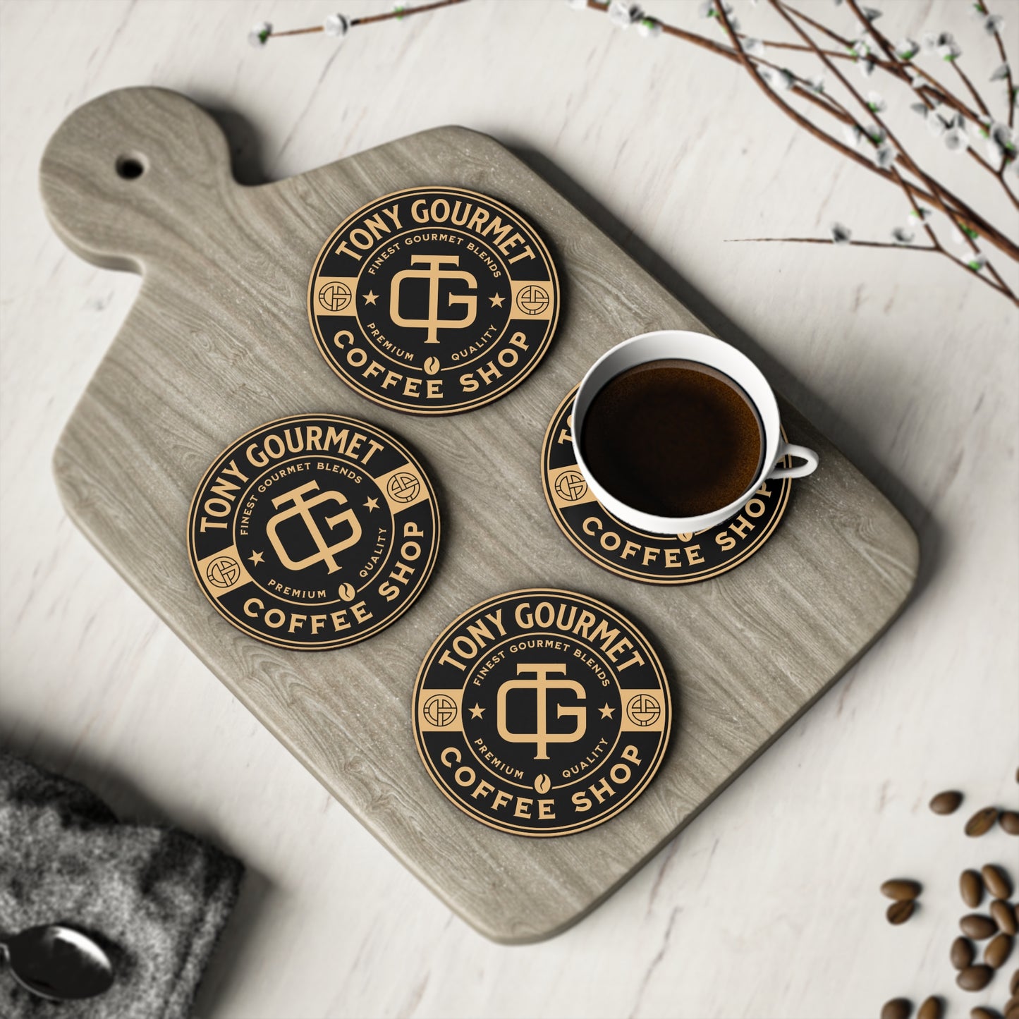 TONY Gourmet Coasters, featuring the TONY Gourmet design