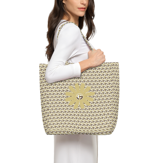 TONY G, TG Logo #9 Monogram Pattern, Large City Tote Bag with an inside pocket.