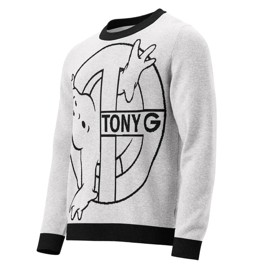 TONY Ghostbusters knitted crew neck sweater, featuring the TONY Ghostbusters Outline design