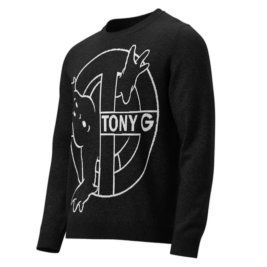 TONY Ghostbusters knitted crew neck sweater, featuring the TONY Ghostbusters Outline design
