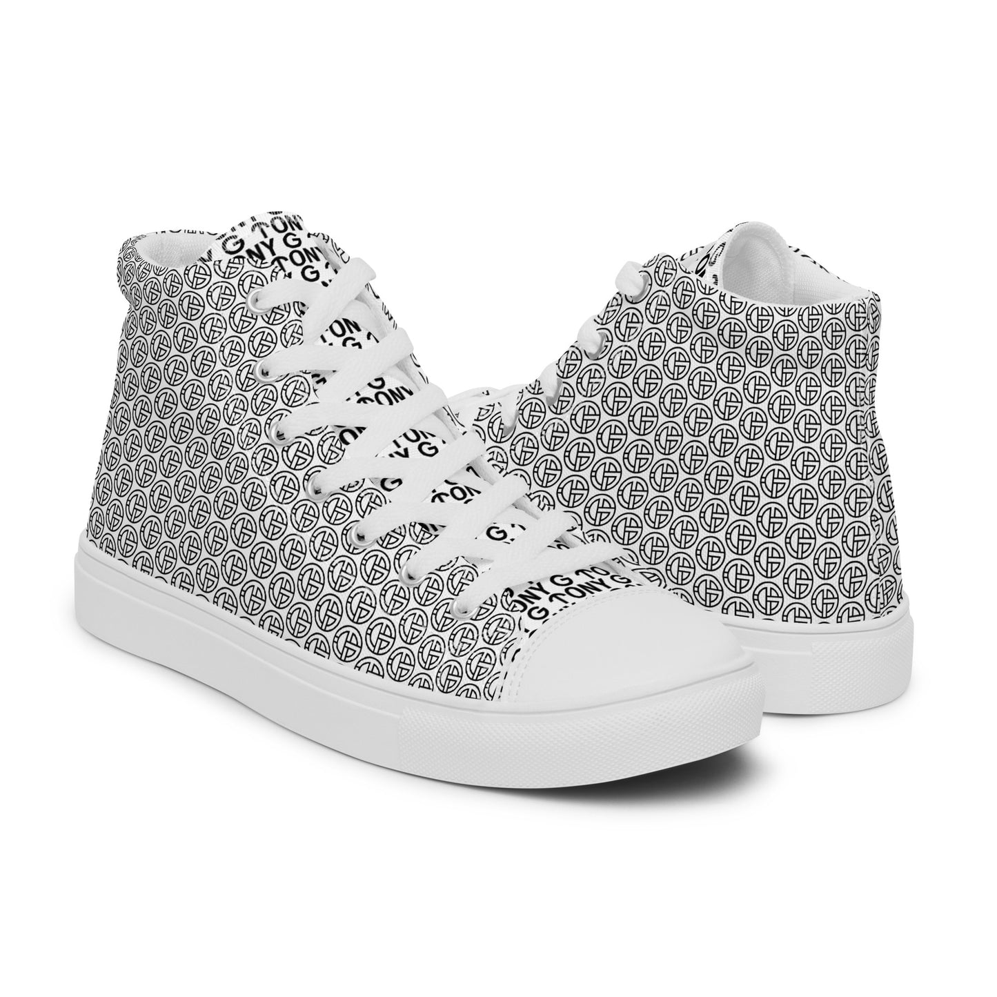 TONY G Boy's high top canvas shoes, featuring the TONY G Logo & TG Logo Outline Monogram Pattern