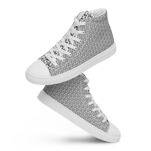 TONY G Women’s high top canvas shoes, adorned with the TONY G Logo & TG Logo Outline Monogram Pattern