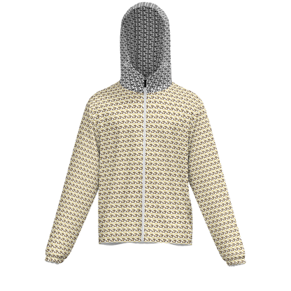 TONY G Unisex Full-Zip Hooded Windbreaker Jacket, featuring the TG Logo #9 Monogram Pattern