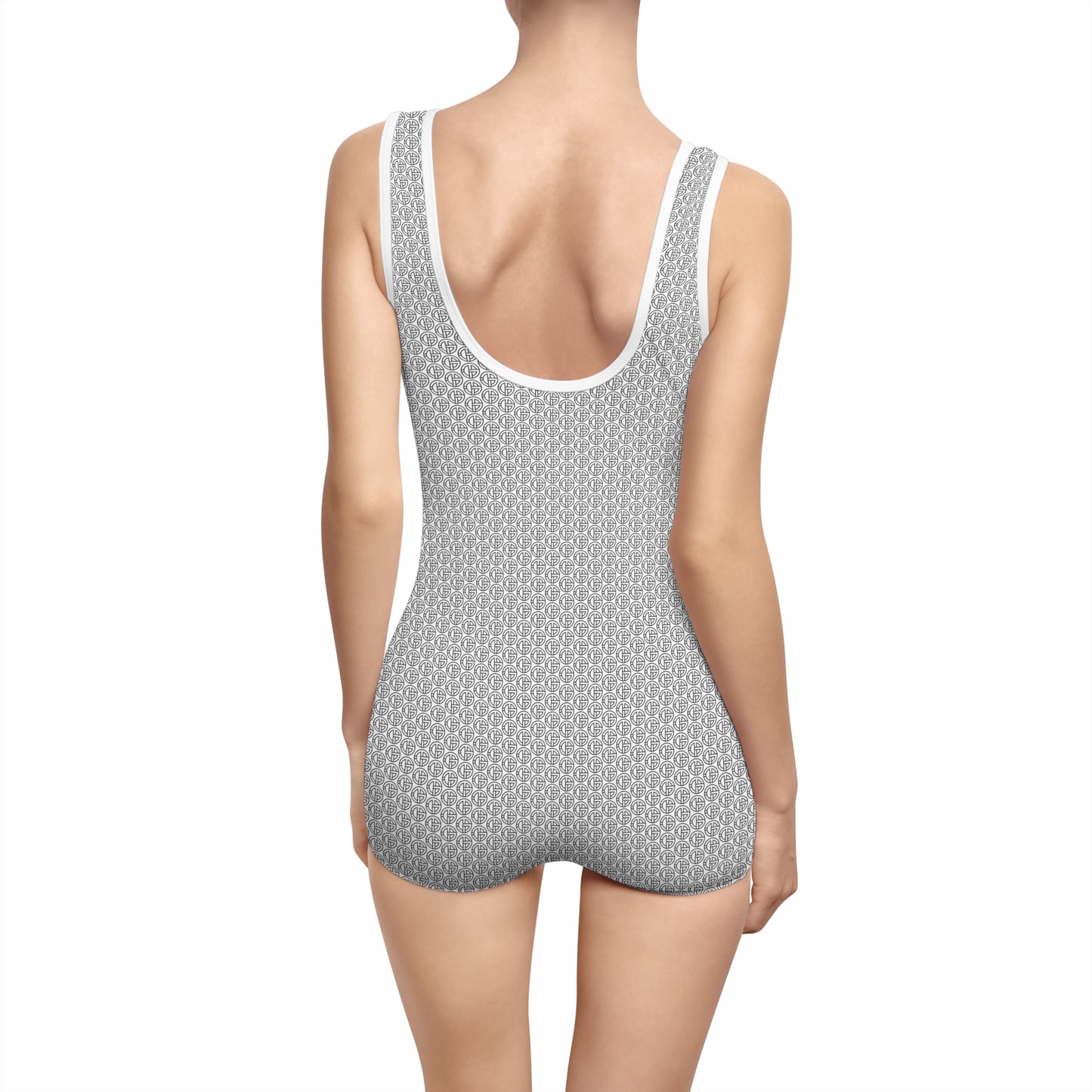 TONY G Women's Vintage Swimsuit, adorned with the TG Logo Outline Monogram Pattern