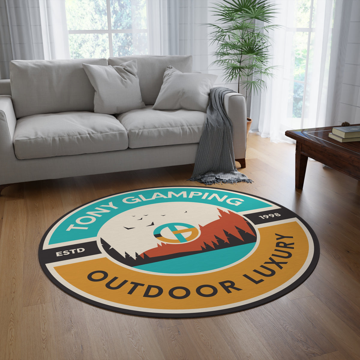 Tony Iro Rug TONY Glamping Round Rug, featuring the TONY Glamping design