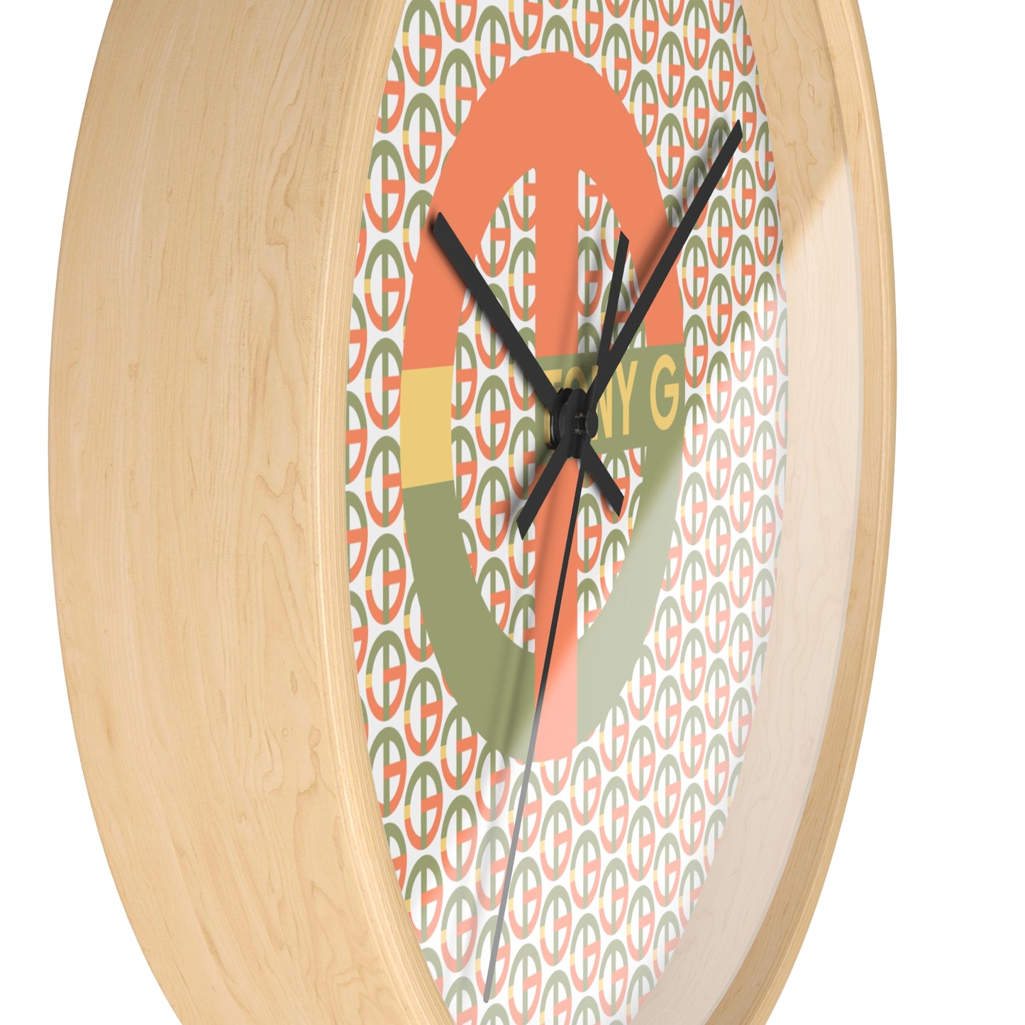 TONY G Wall Clock, featuring the TG Logo Vintage #1 and Monogram Pattern