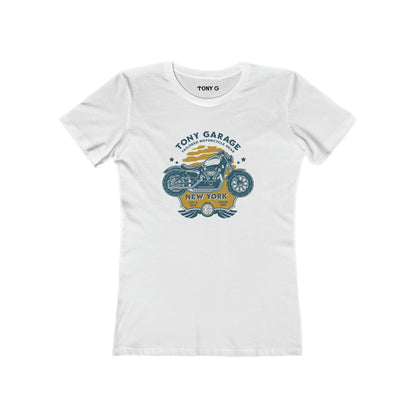 TONY Garage 1 Women's Feminine Cut Classic Boyfriend Tee, featuring the TONY Garage 1 design