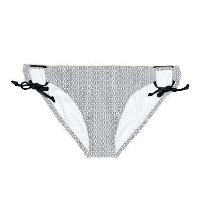 TONY G Loop Tie Side Bikini Bottom, adorned with the TG Logo Outline Monogram Pattern