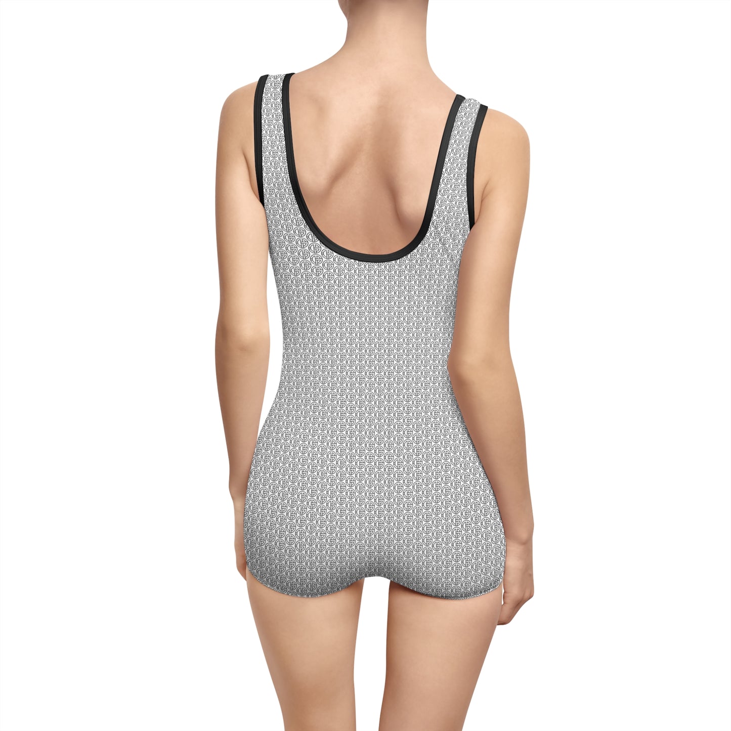 TONY G Women's Vintage Swimsuit, adorned with the TG Logo Outline Monogram Pattern