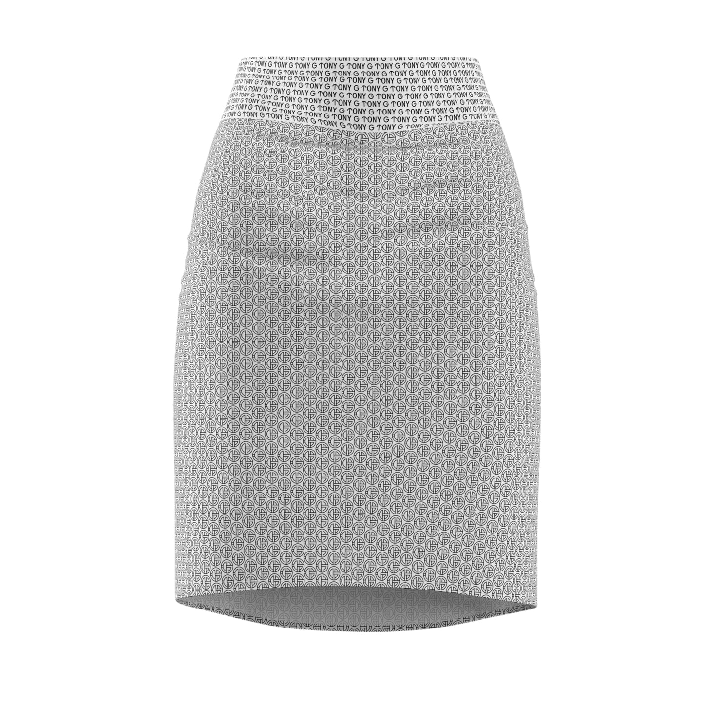 TONY G Women's Pencil Skirt, adorned with the TG Logo Outline Monogram Pattern