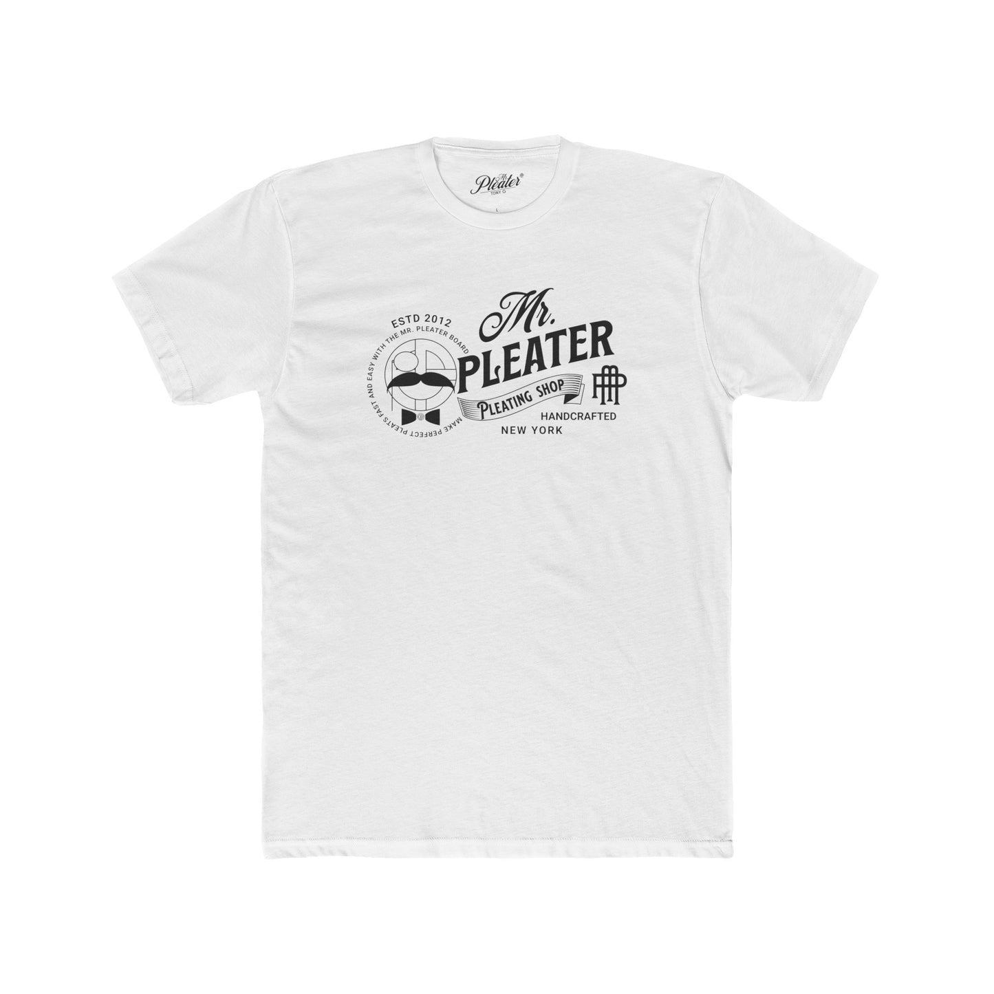 Mr. Pleater By TONY G Men's Cotton Crew Tee, featuring the Pleating Shop design