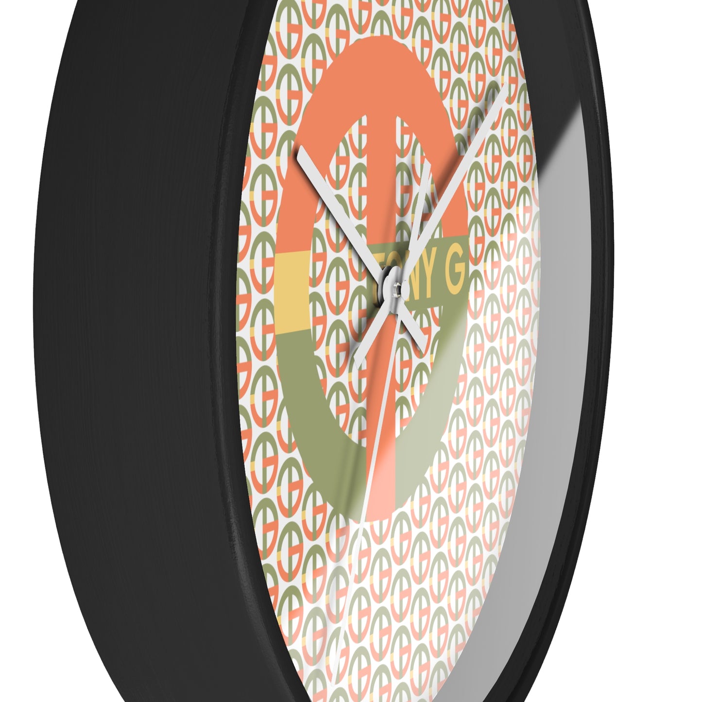TONY G Wall Clock, featuring the TG Logo Vintage #1 and Monogram Pattern