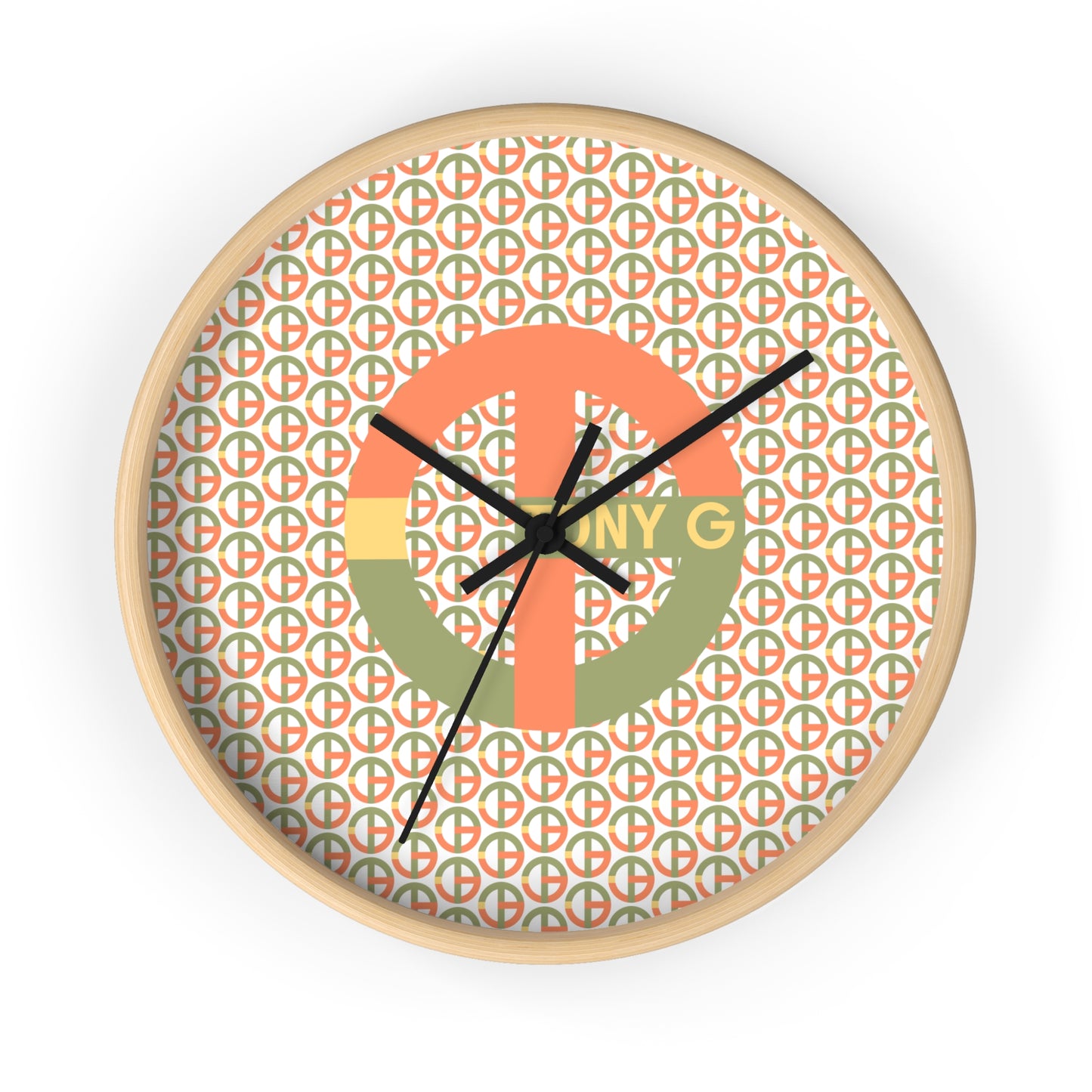 TONY G Wall Clock, featuring the TG Logo Vintage #1 and Monogram Pattern