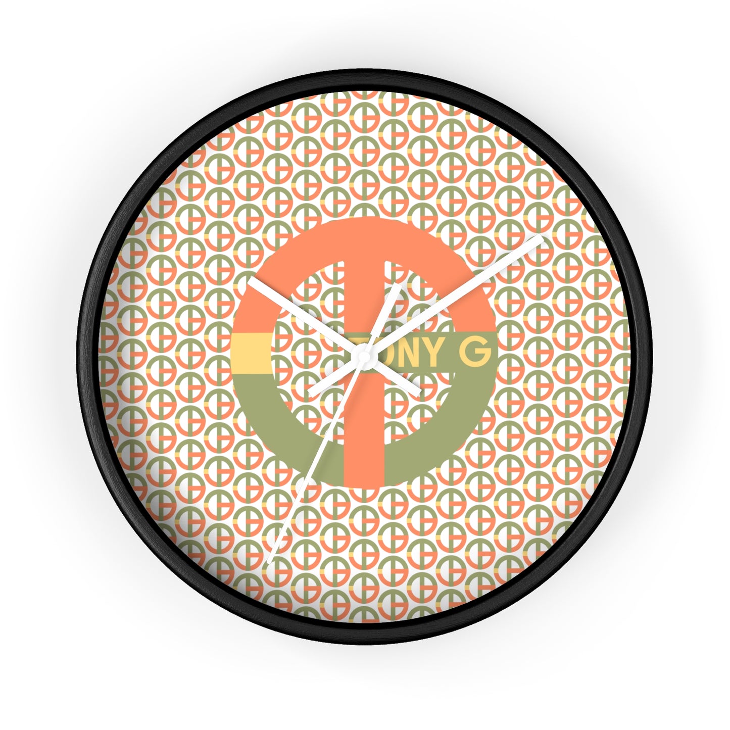 TONY G Wall Clock, featuring the TG Logo Vintage #1 and Monogram Pattern