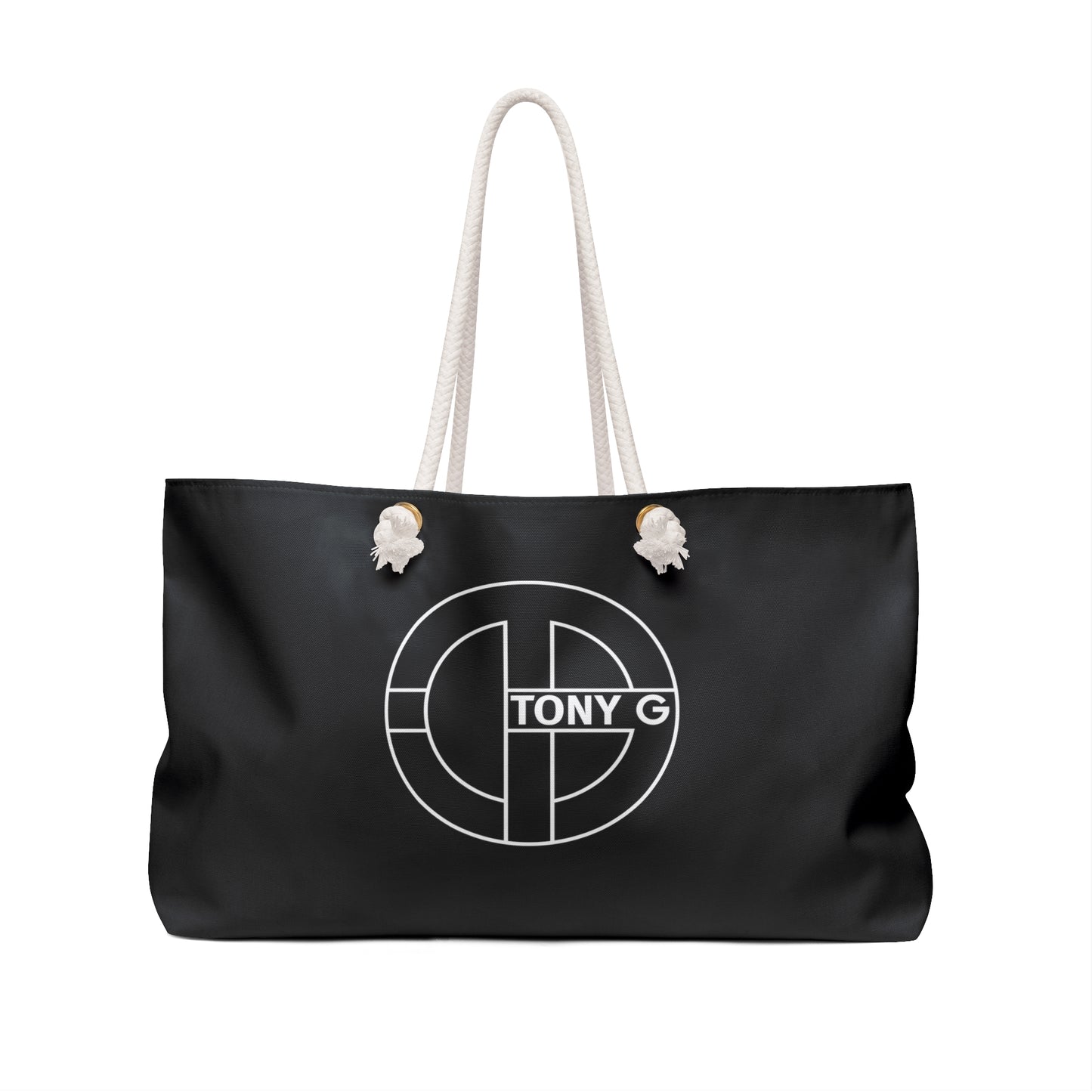 TONY G Weekender Bag Black, adorned with TONY G Logo & TG Logo Outline