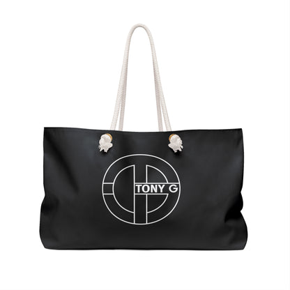 TONY G Weekender Bag Black, adorned with TONY G Logo & TG Logo Outline