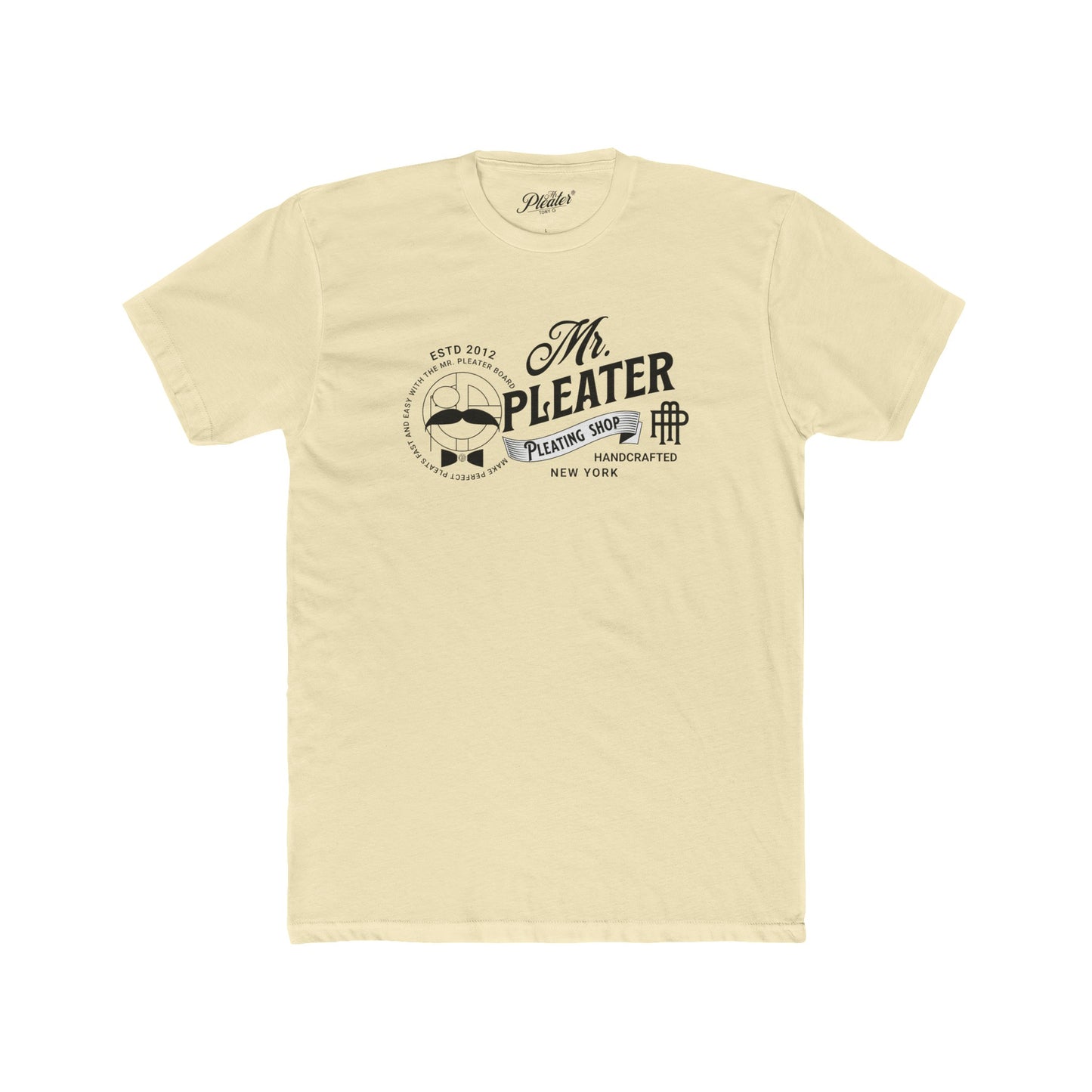 Mr. Pleater By TONY G Men's Cotton Crew Tee, featuring the Pleating Shop design