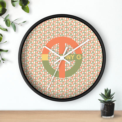 TONY G Wall Clock, featuring the TG Logo Vintage #1 and Monogram Pattern