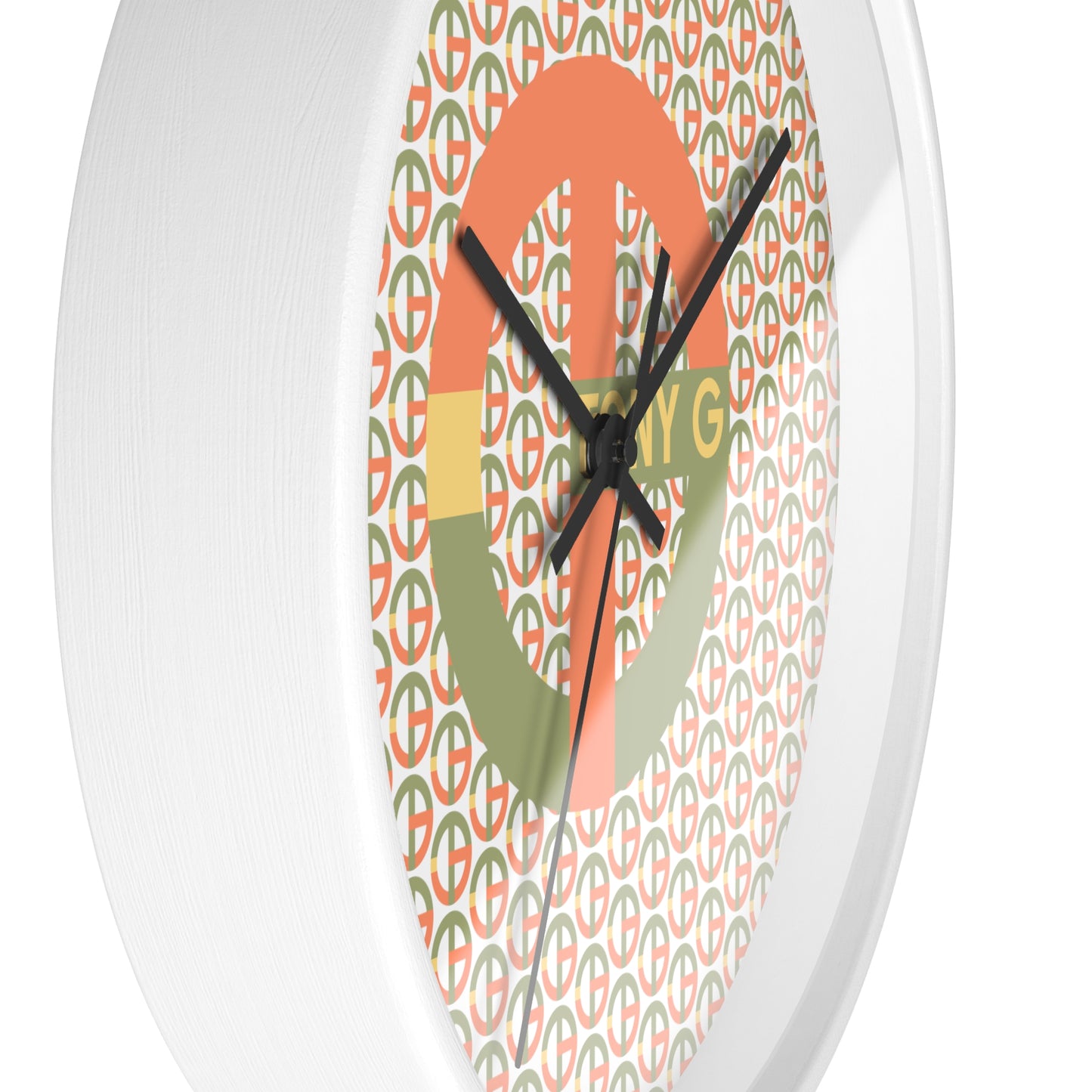TONY G Wall Clock, featuring the TG Logo Vintage #1 and Monogram Pattern