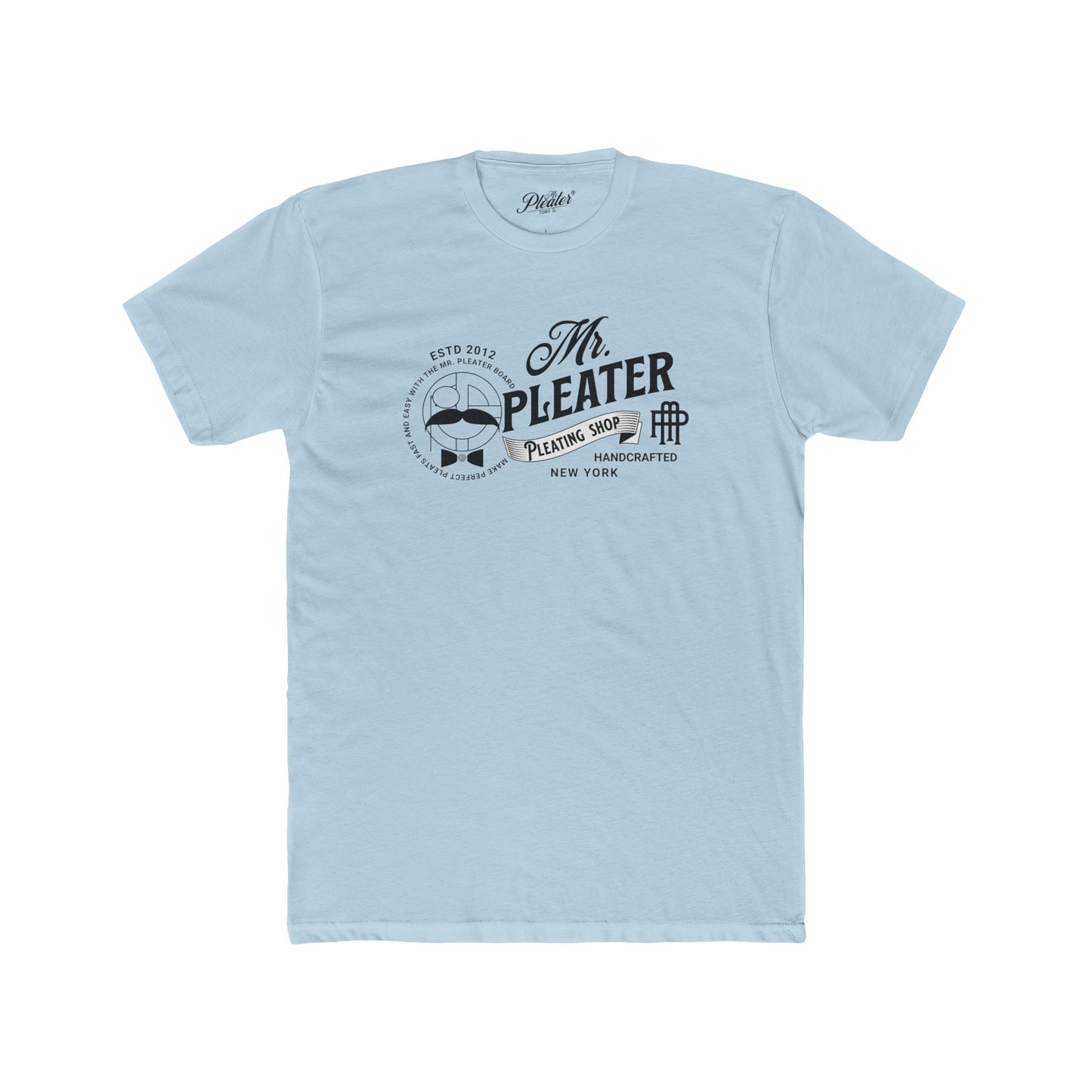 Mr. Pleater By TONY G Men's Cotton Crew Tee, featuring the Pleating Shop design