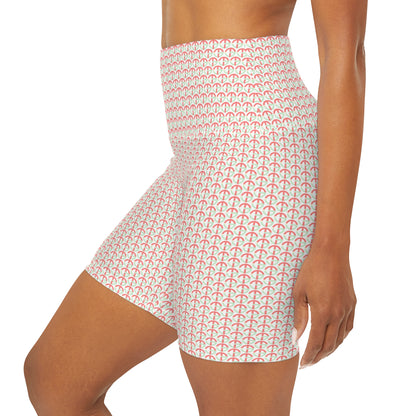 TONY G High Waisted Yoga Shorts, adorned with the TG Logo Vintage #4 Monogram Pattern