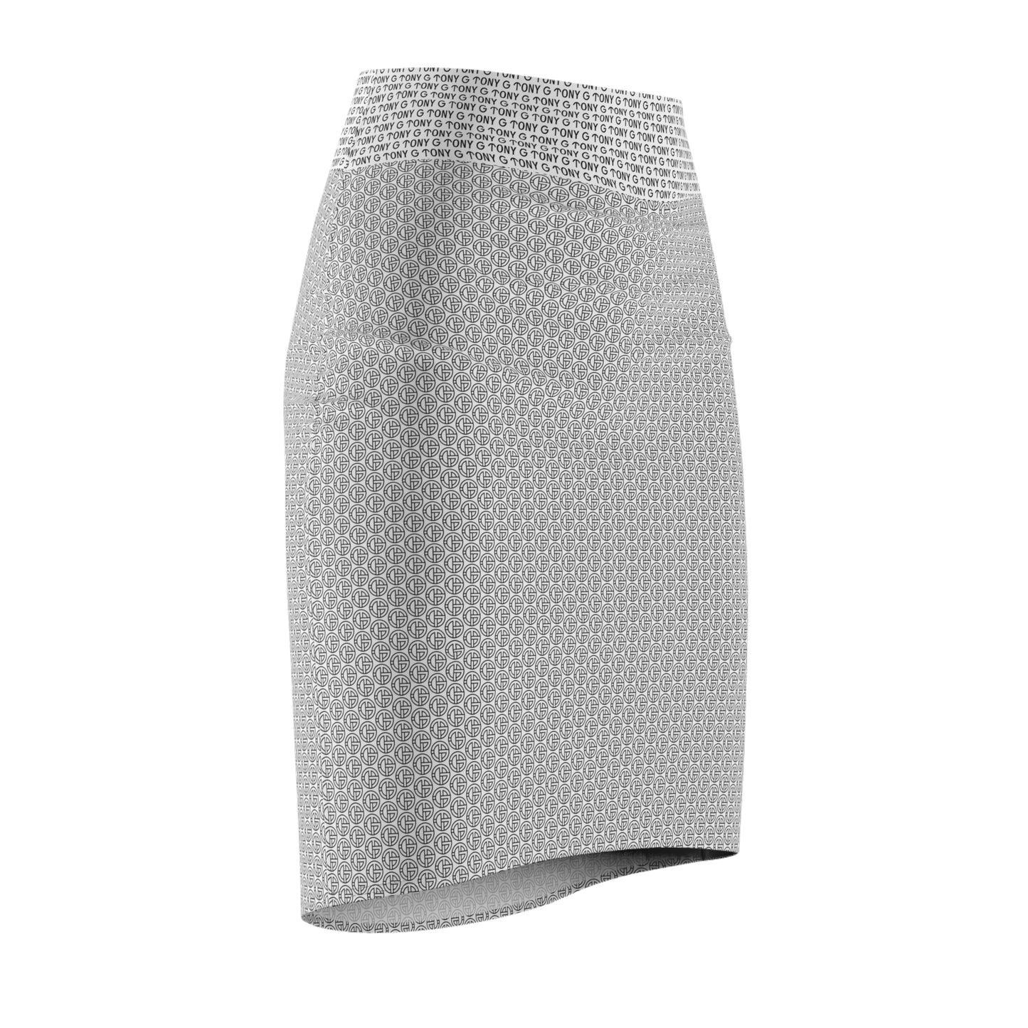 TONY G Women's Pencil Skirt, adorned with the TG Logo Outline Monogram Pattern