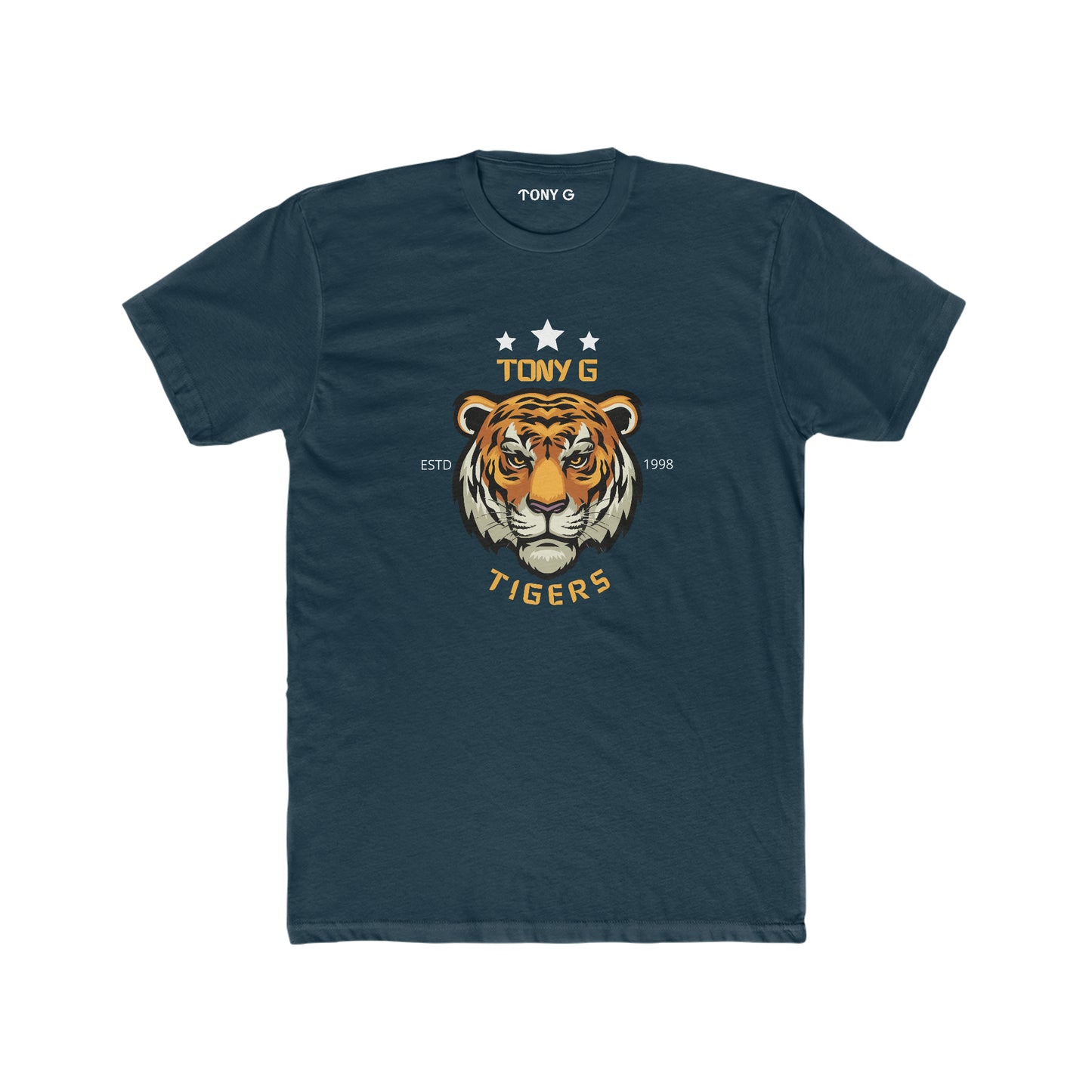 TONY G Men's Cotton Crew Tee, featuring the TONY G Tiger 2 design