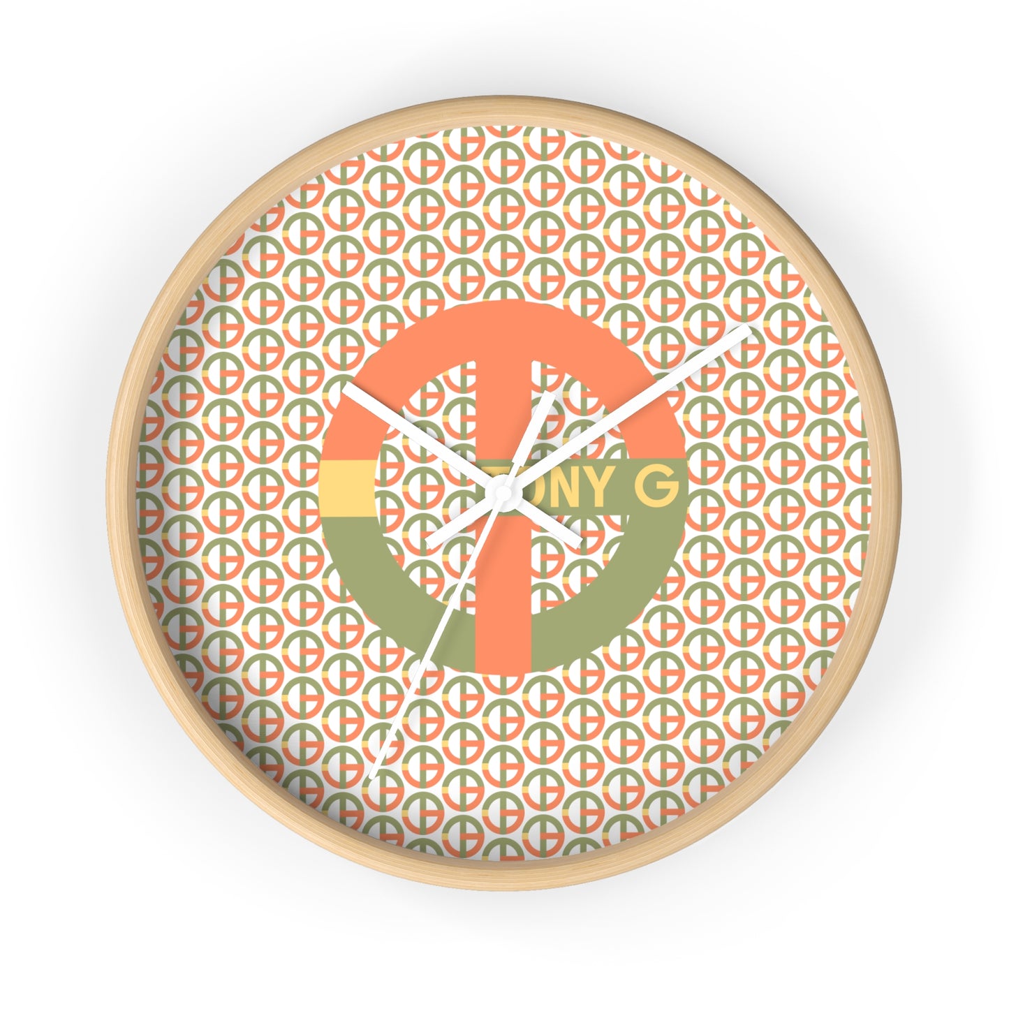 TONY G Wall Clock, featuring the TG Logo Vintage #1 and Monogram Pattern