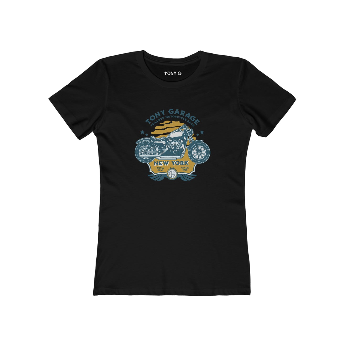 TONY Garage 1 Women's Feminine Cut Classic Boyfriend Tee, featuring the TONY Garage 1 design