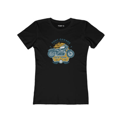 TONY Garage 1 Women's Feminine Cut Classic Boyfriend Tee, featuring the TONY Garage 1 design
