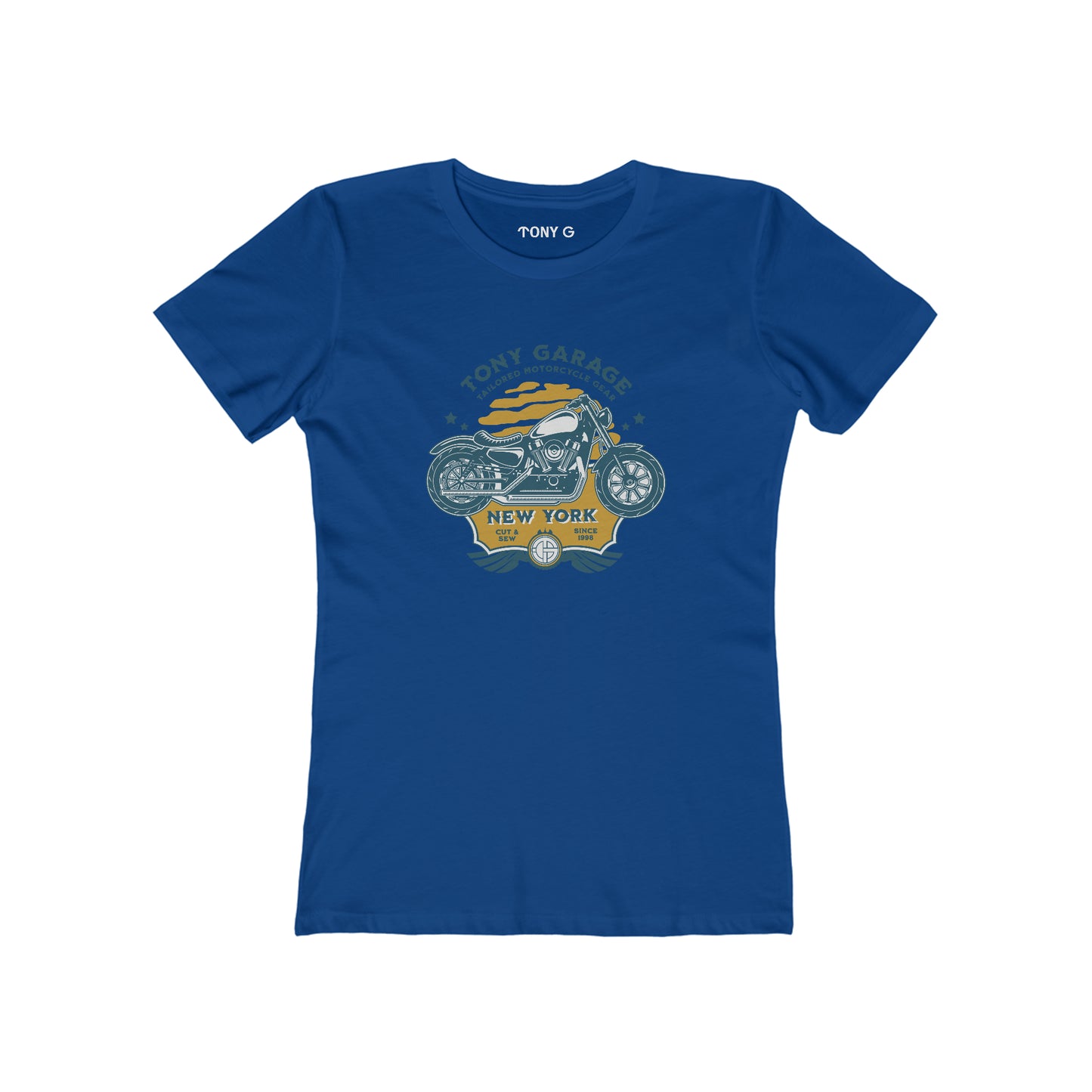TONY Garage 1 Women's Feminine Cut Classic Boyfriend Tee, featuring the TONY Garage 1 design