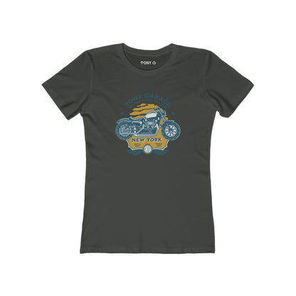 TONY Garage 1 Women's Feminine Cut Classic Boyfriend Tee, featuring the TONY Garage 1 design